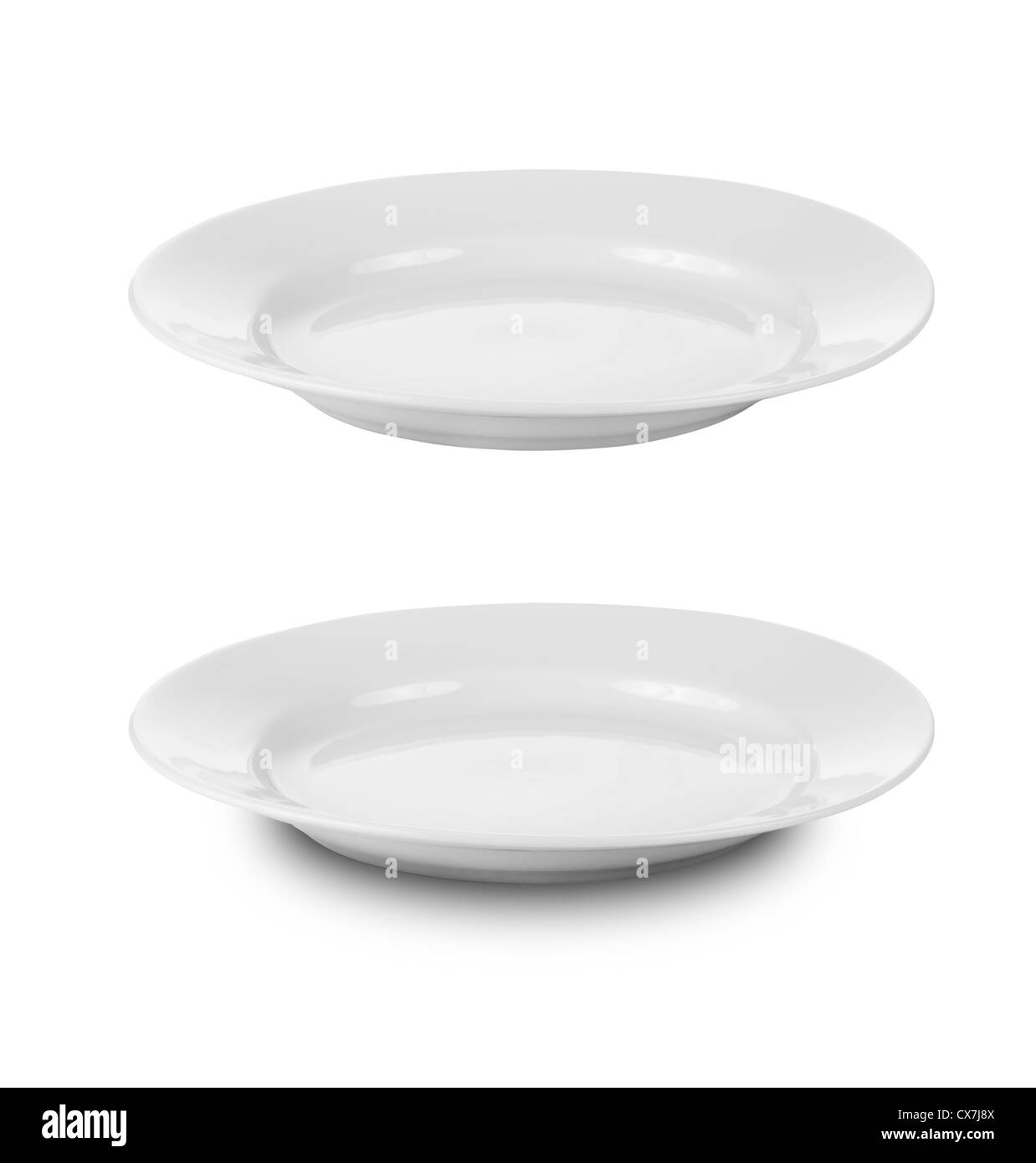 Runde Platte oder Dishe isoliert auf weiss mit Beschneidungspfad enthalten Stockfoto