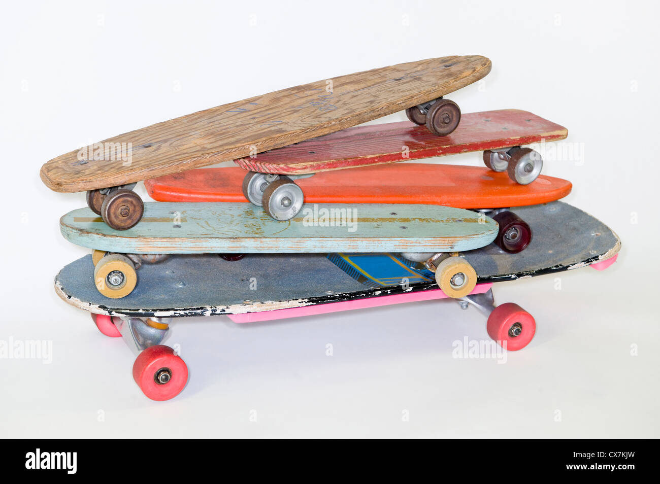 Ein Stapel von skateboards Stockfoto