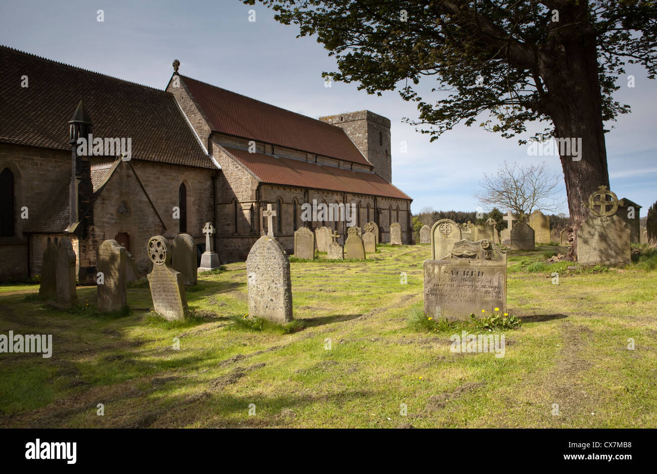 Die Pfarrkirche St. Maria im Dorf Stamfordham, Northumberland, England Stockfoto