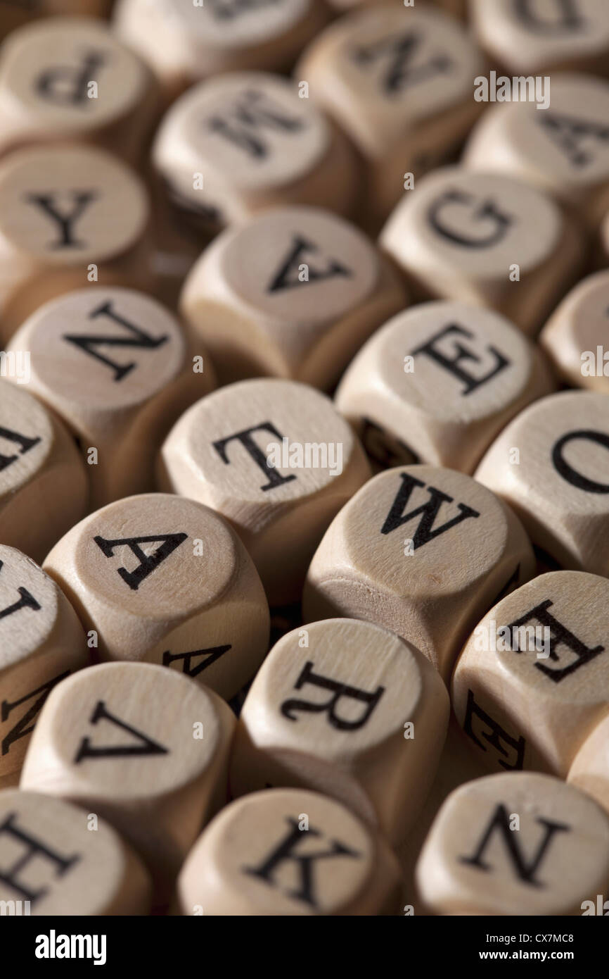 Eine große Gruppe von beschrifteten Würfel Stockfoto