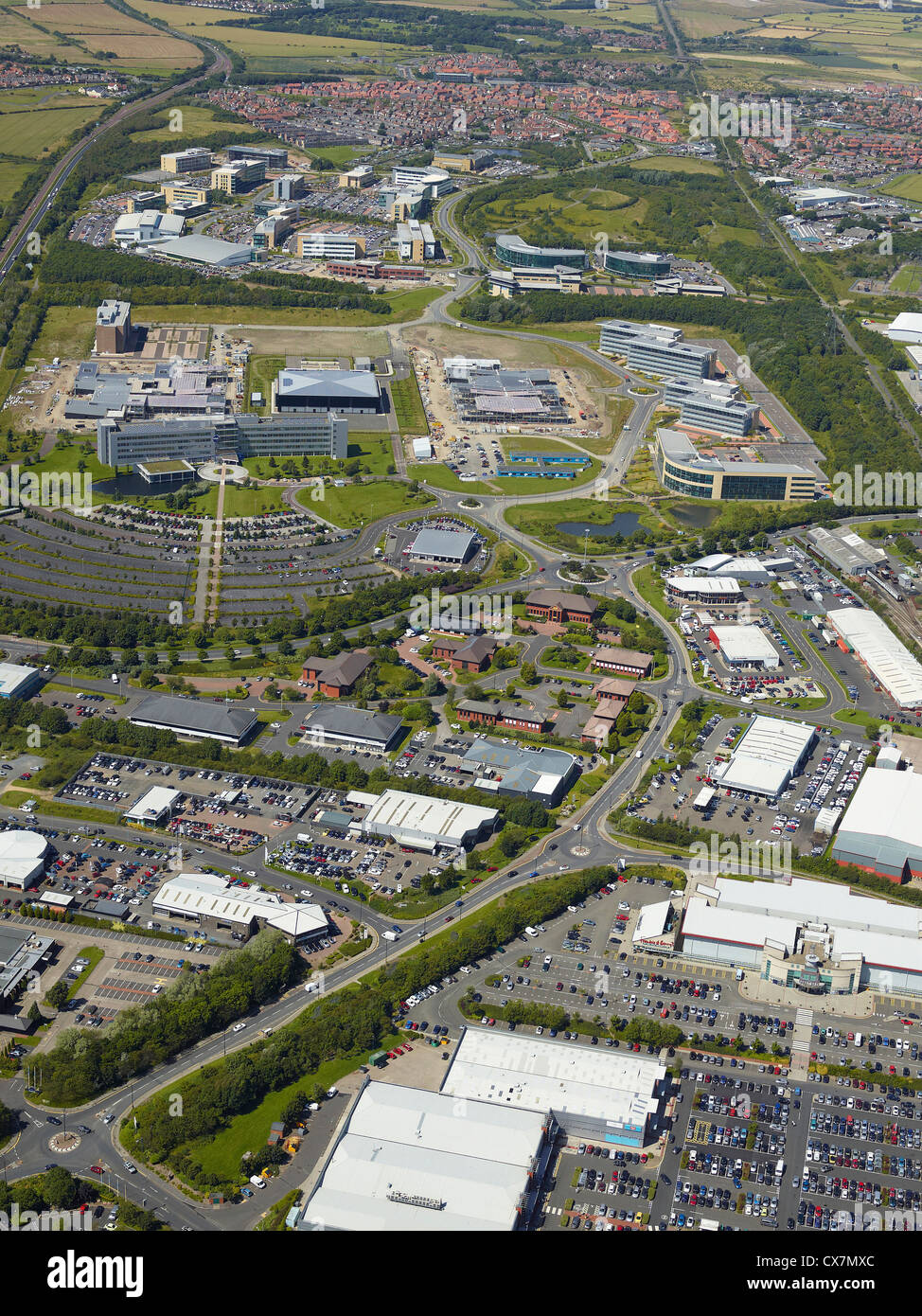 Silverlink Geschäftsbereich, Newcastle Upon Tyne, North East England, UK, Siemens Website sichtbar im Hintergrund Stockfoto