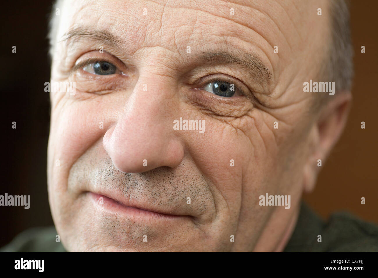 Ein senior Mann optimistisch, Nahaufnahme Stockfoto