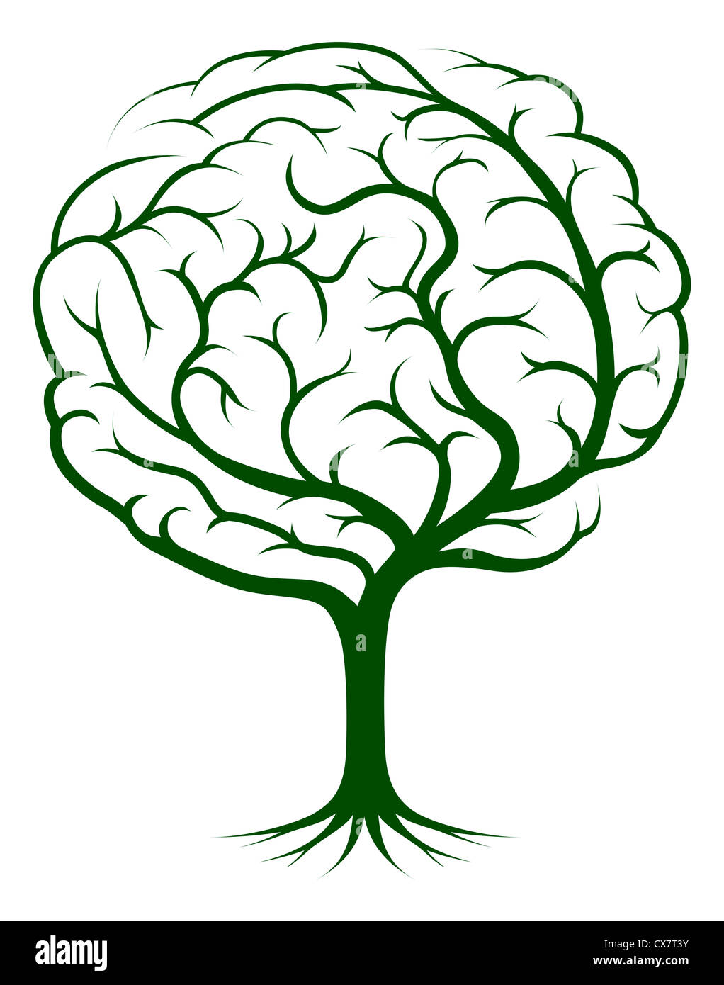 Illustration der Baum, Baum der Erkenntnis, medizinische, Umwelt- oder psychologische Konzept des Gehirns Stockfoto