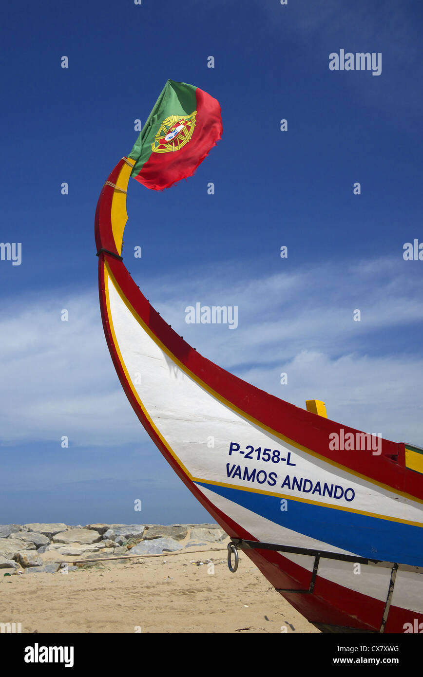 Portugiesische Fischerboot der eigenen Flagge, Portugal. Stockfoto