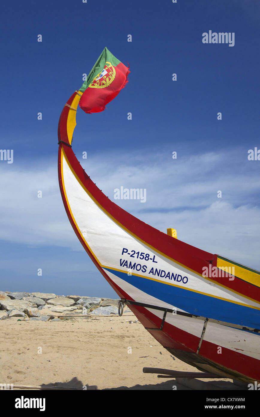 Portugiesische Fischerboot der eigenen Flagge, Portugal. Stockfoto