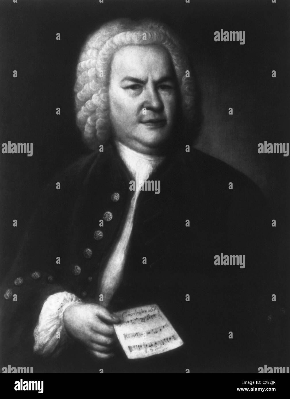 Vintage-Porträt von Johann Sebastian Bach. Stockfoto