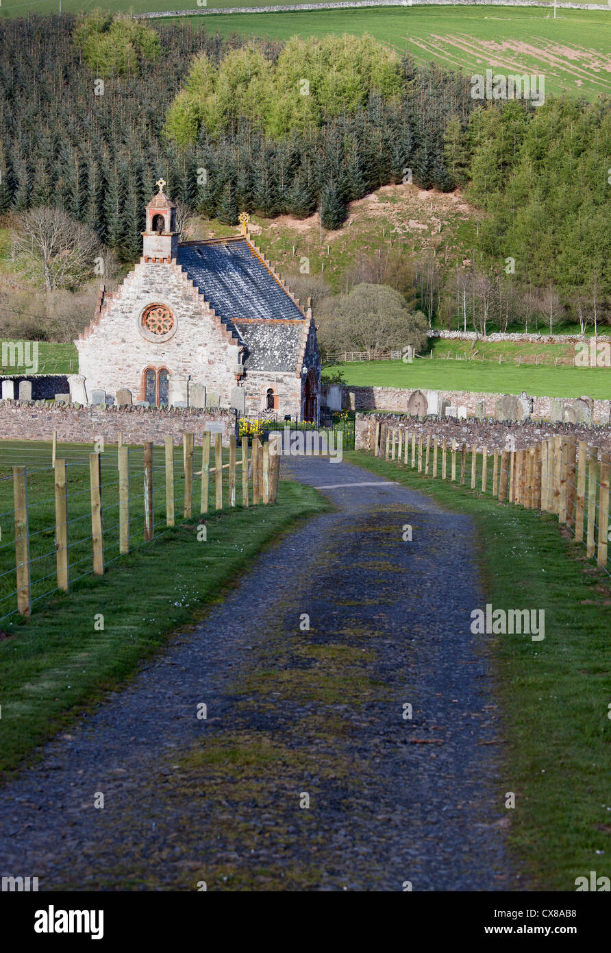 Eine Kirche und Friedhof; Scottish Borders, Schottland Stockfoto