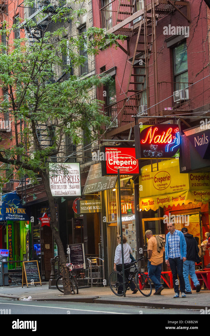 New York, NY, USA, West Village, Einkaufen, Straßenszenen, Shop Zeichen auf MacDougal St., Manhattan, Stockfoto