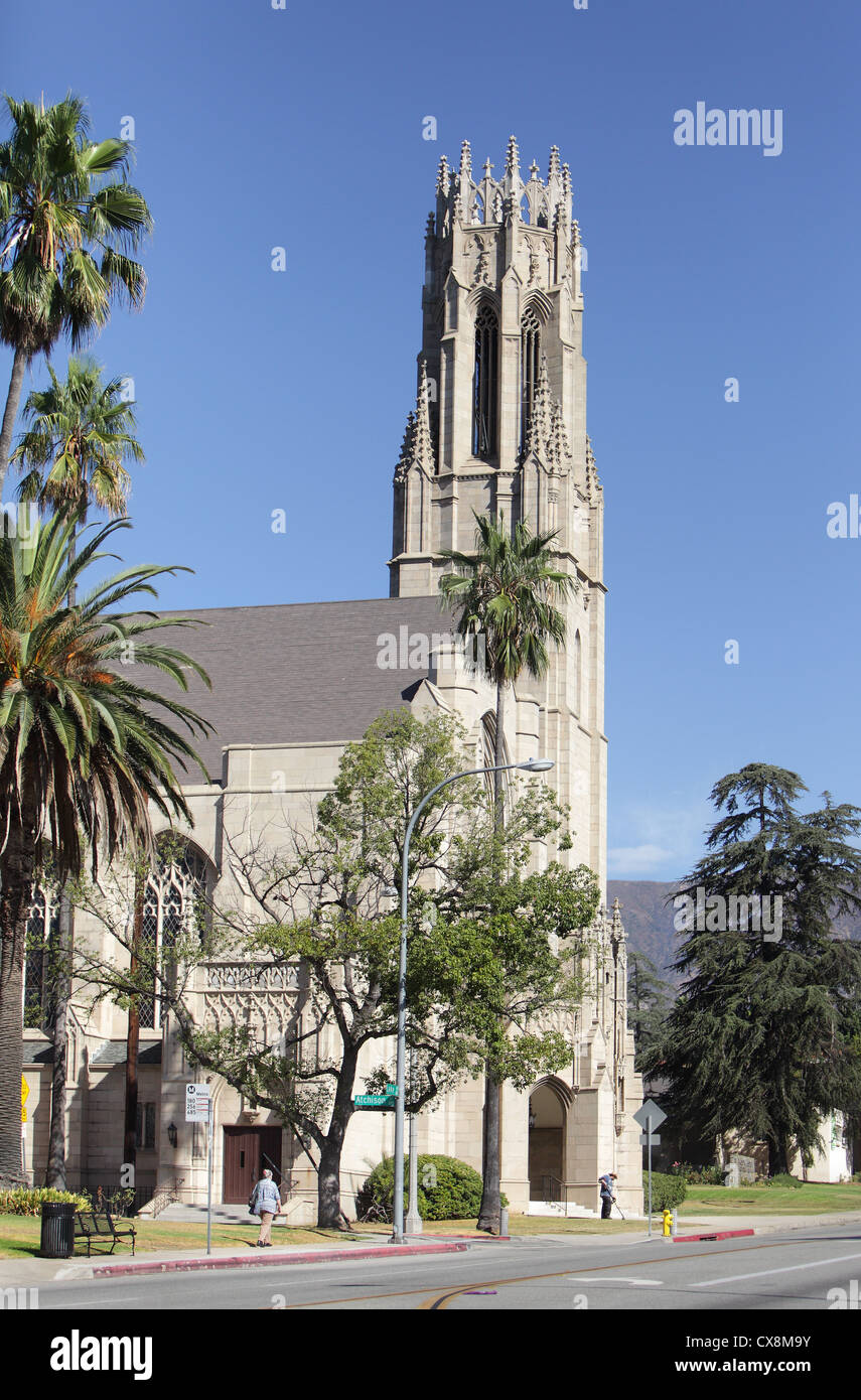 PASADENA, KALIFORNIEN, USA - 20. SEPTEMBER 2012. Eine Ansicht der gotischen Westminster Presbyterian Church in Pasadena am 20. September Stockfoto