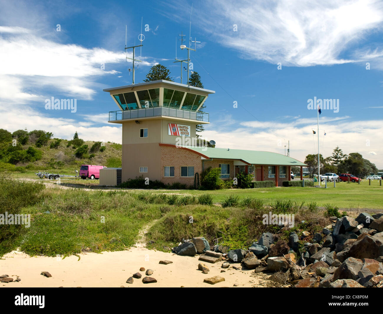 Küsten Patrol Rescue Station, Forster-Tuncurry, Mid North Coast, New-South.Wales, Australien Stockfoto