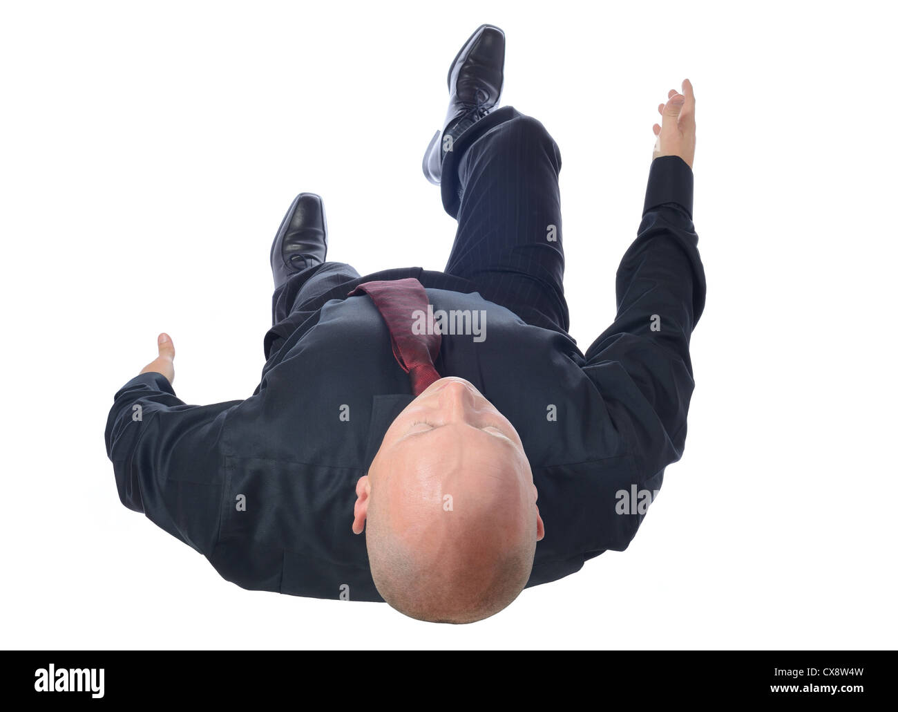 Draufsicht der Geschäftsmann zu Fuß isoliert auf weiss Stockfoto