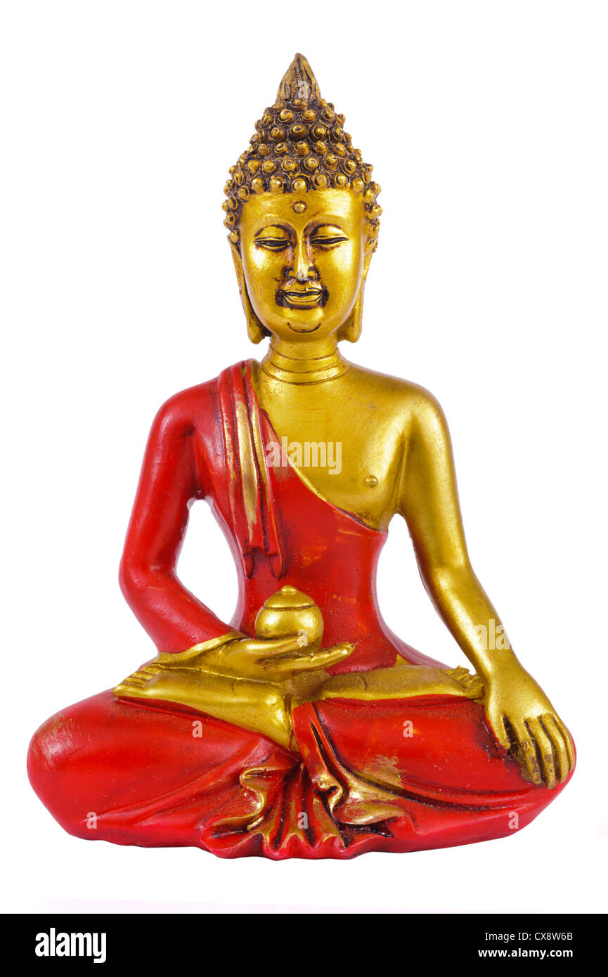 Buddha Skulptur isoliert auf weißem Hintergrund Stockfoto