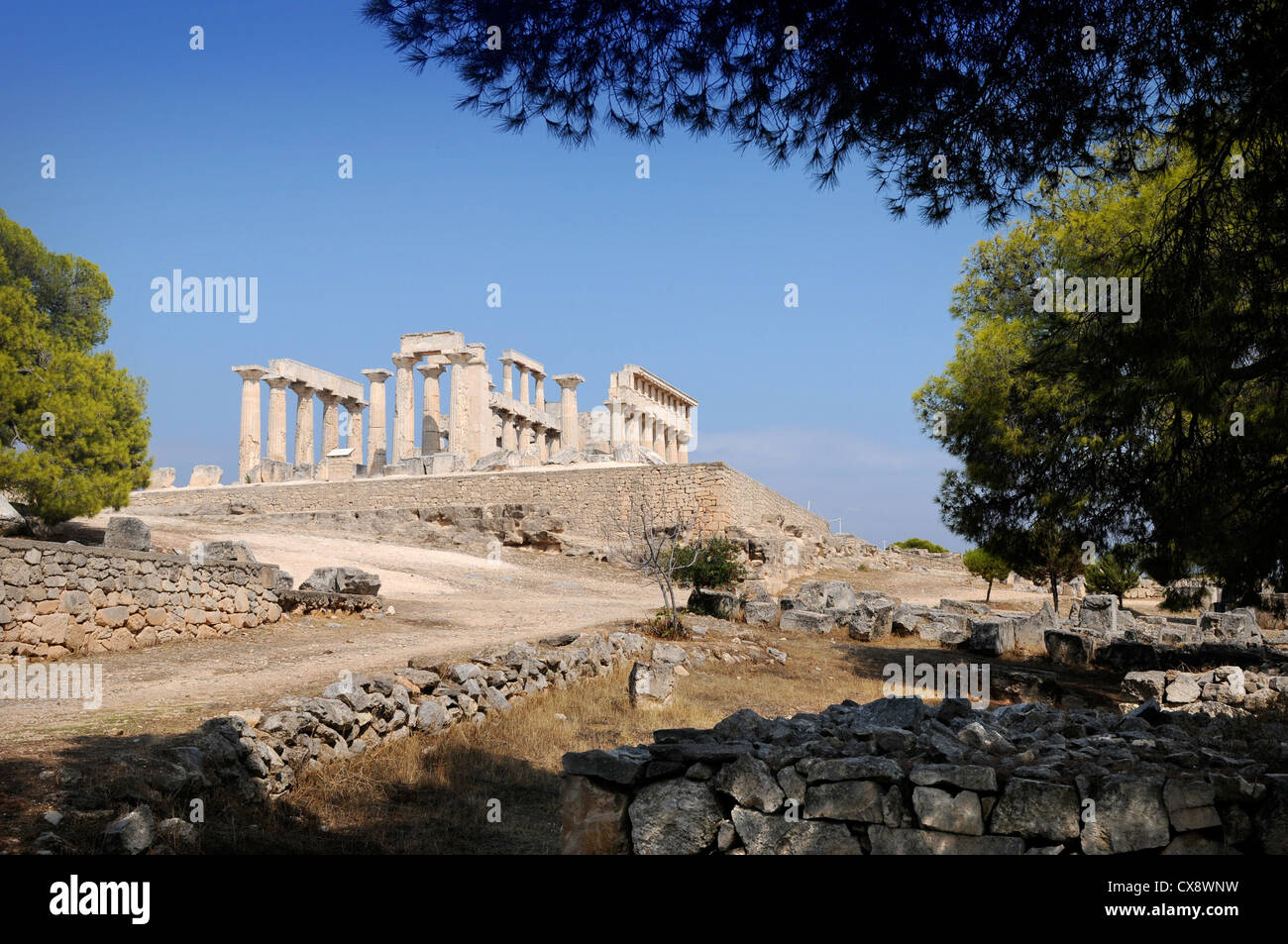 Der Tempel des Aphaiatempels oder Afea auf der griechischen Insel Ägina Stockfoto