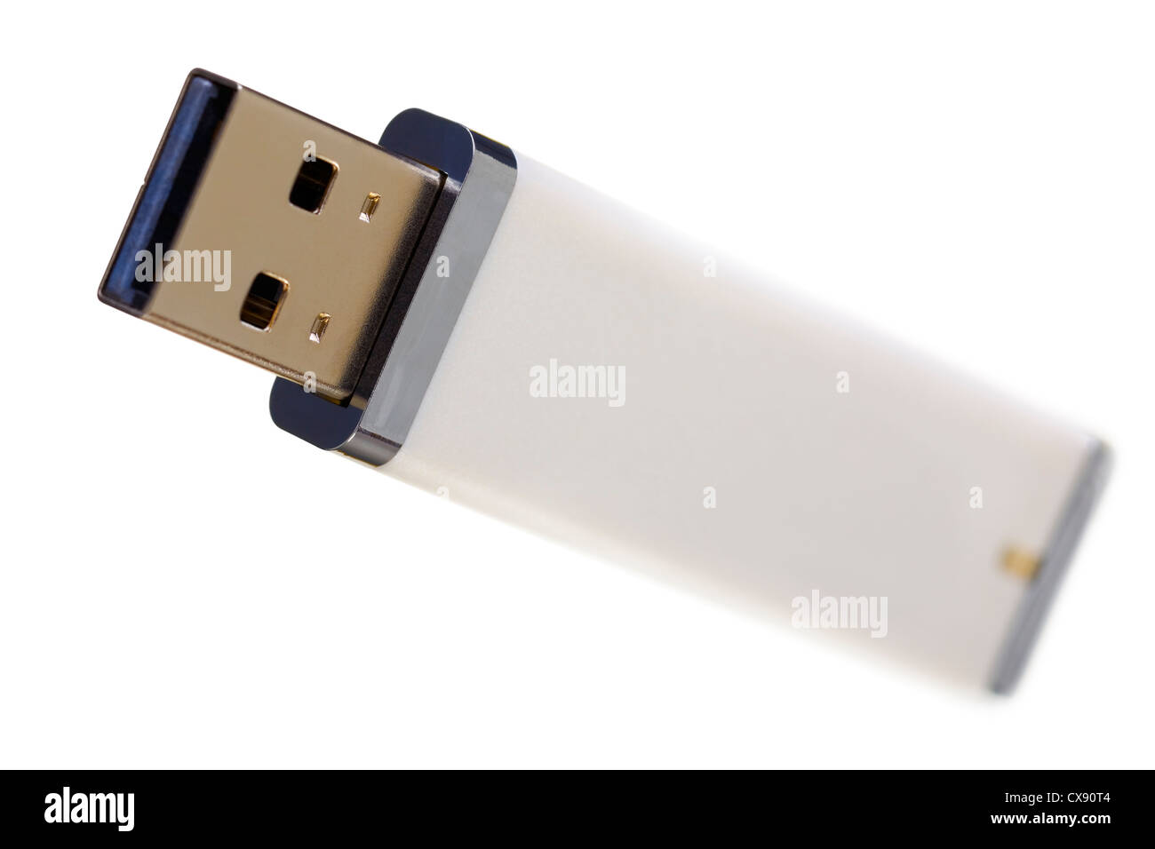 Nahaufnahme von einem USB-Flash-Speicher isoliert auf weiss Stockfoto
