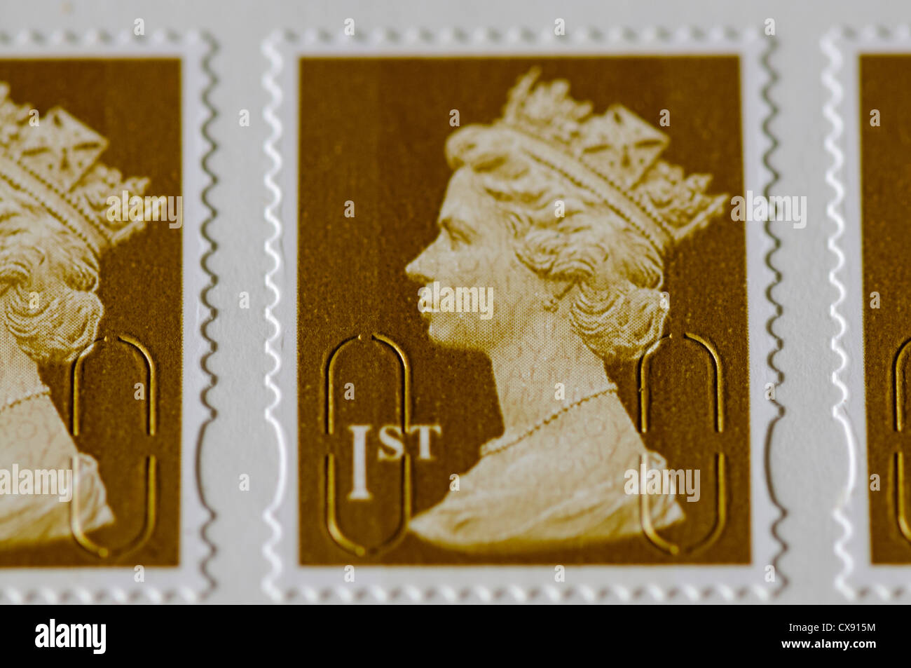 Buch mit selbstklebenden UK erste-Klasse-Briefmarken Stockfoto