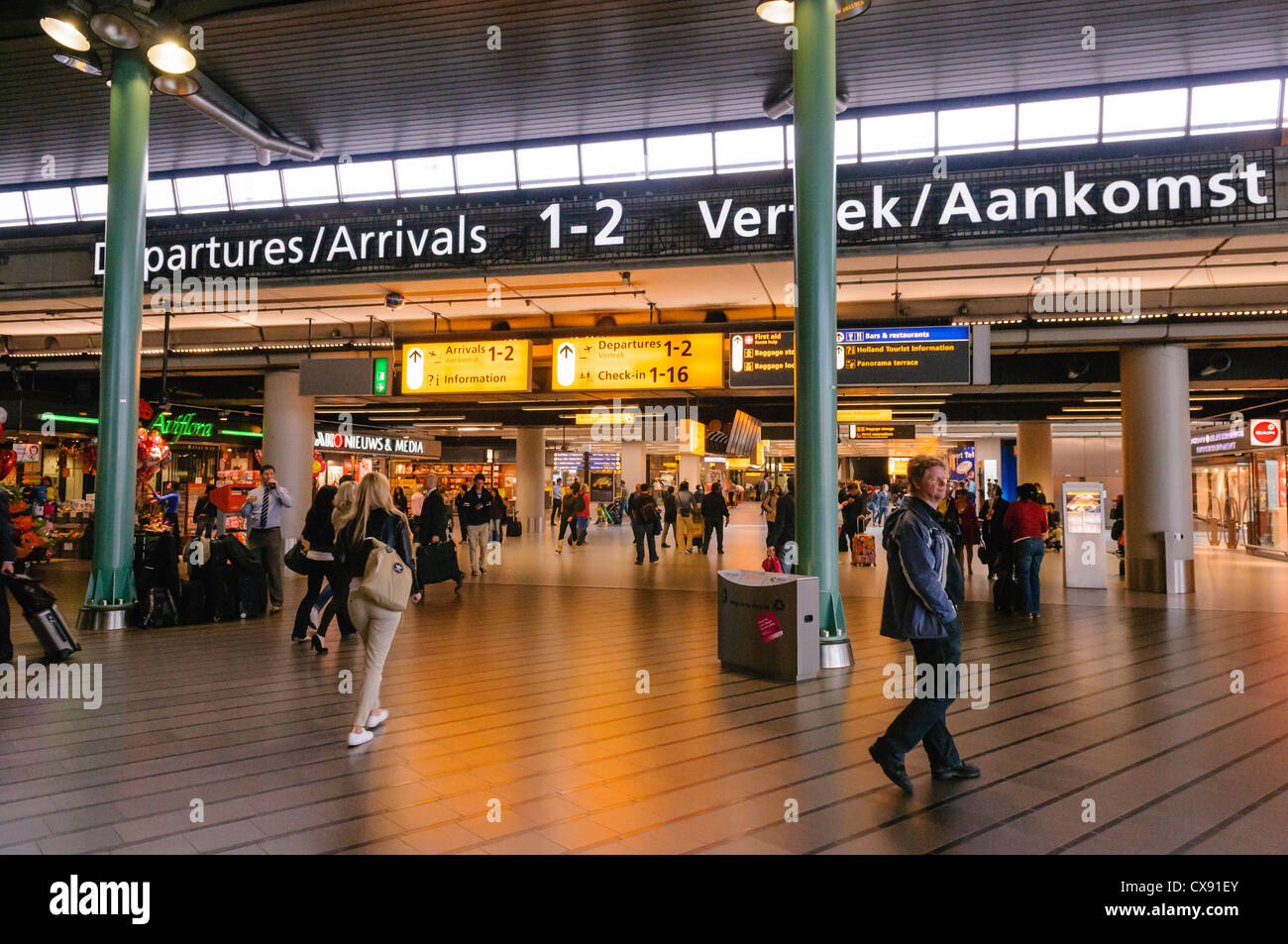 Im Flughafen Schiphol Stockfoto