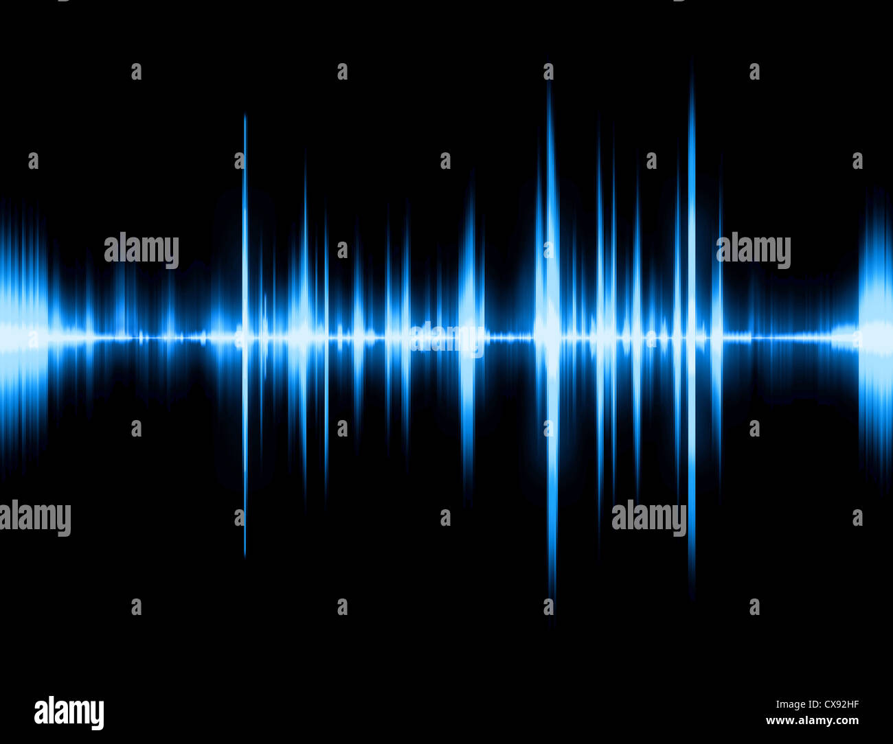 Grafik eines digitalen Sounds auf schwarzem Grund. Stockfoto