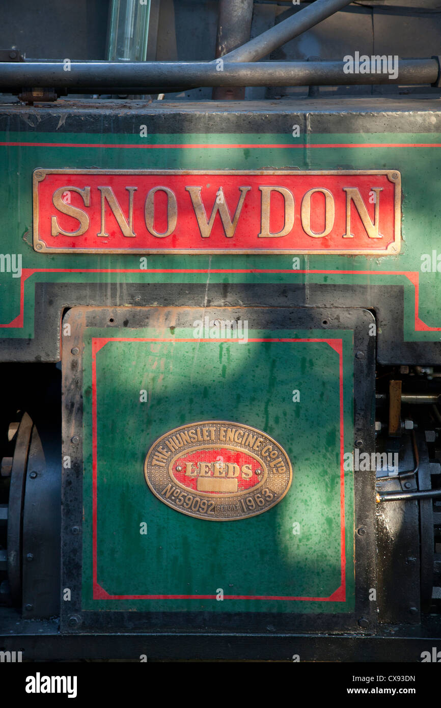 Der Snowdon Mountain Railway, loco Detail, Typenschild Stockfoto