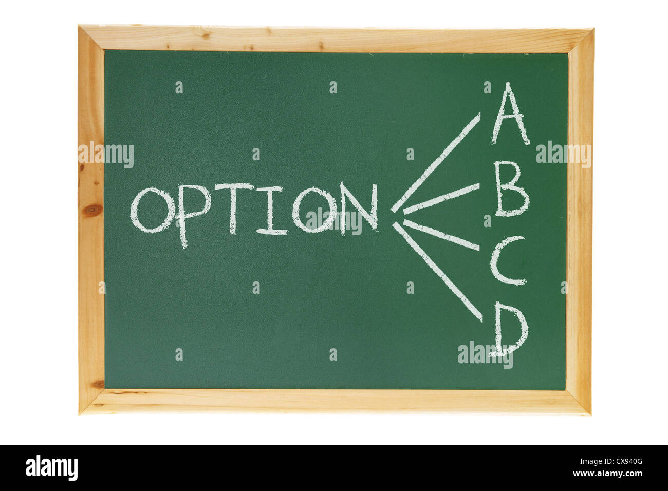 Tafel mit Option-Konzept Stockfoto