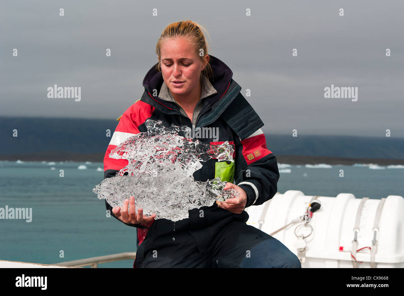 Jökulsárlón Gletscher Lagune Führer, Süden Islands. Stockfoto