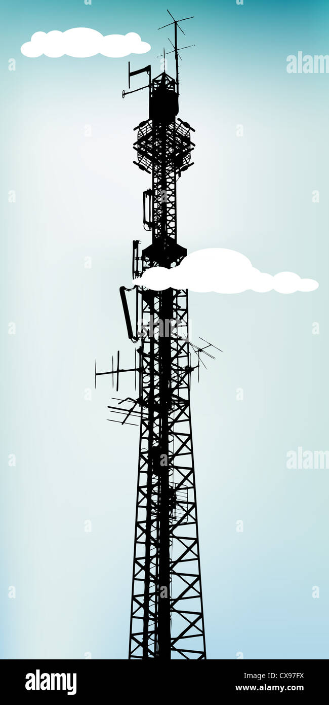 Hohen Kommunikation Antenne mit blauem Himmel Stockfoto