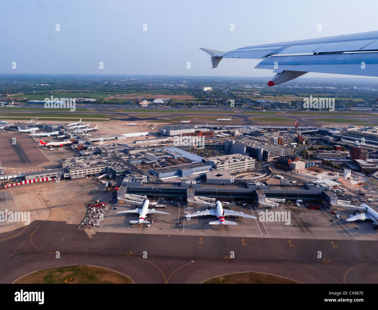 Terminal 5 am Flughafen Heathrow aus der Luft gesehen Stockfoto