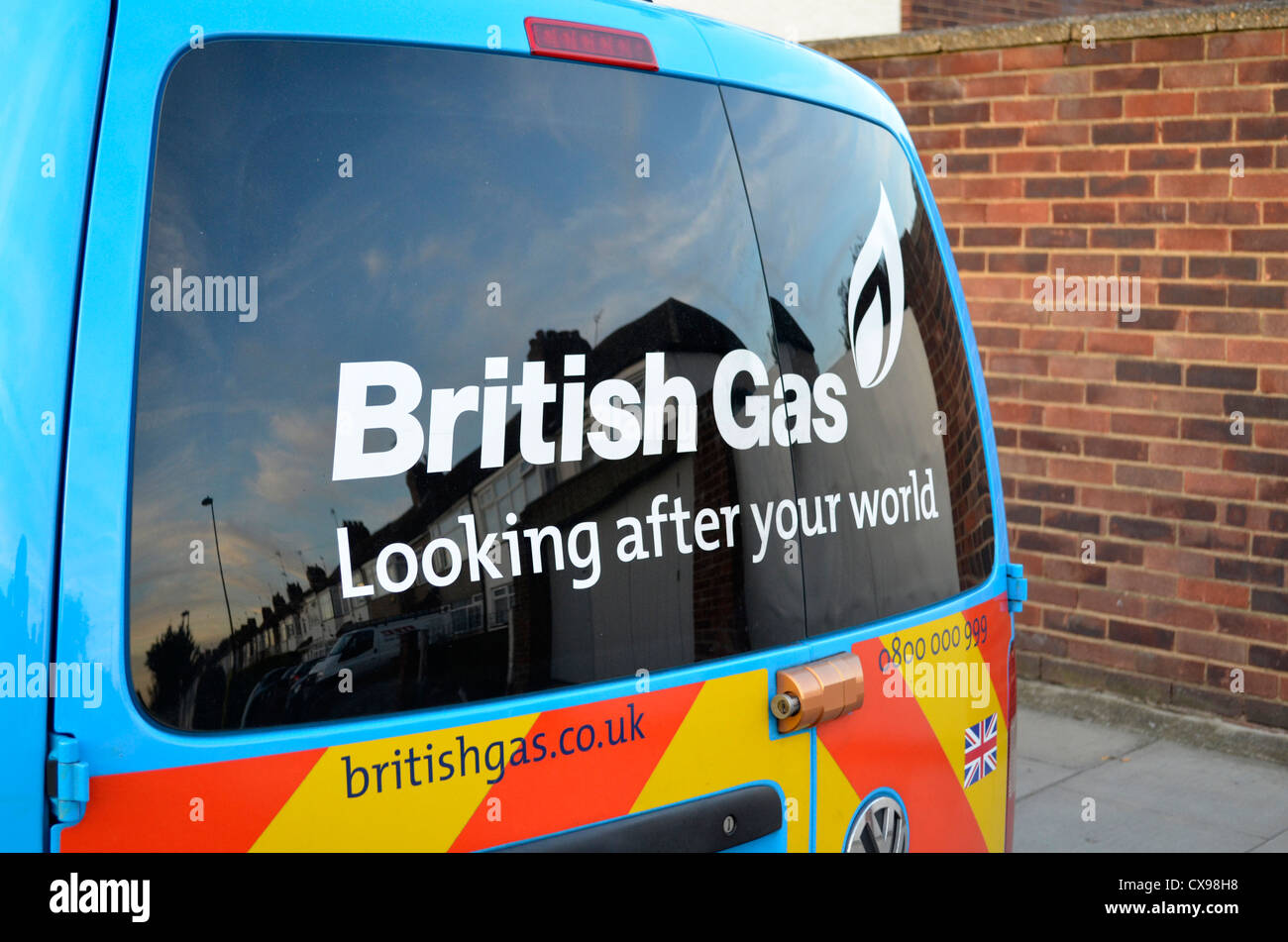 Foto zeigt Hecktüren des Londoner British Gas van Stockfoto
