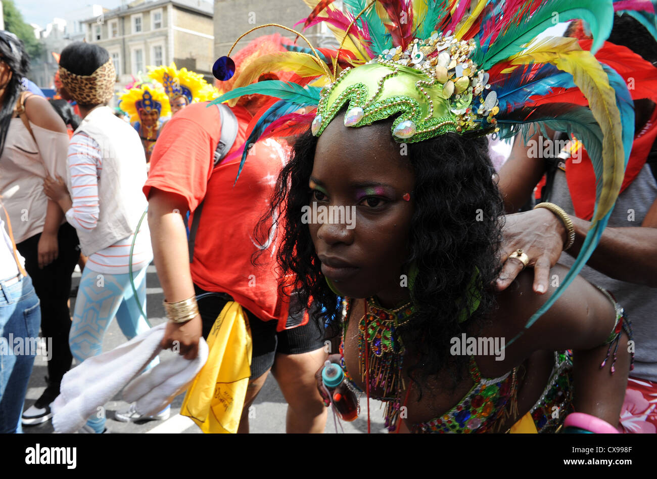 Frau in der Parade am in Notting Hill Carnival auf Montag, 27. August 2012. Stockfoto