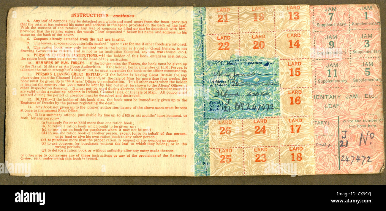 Ration coupon Fotos und Bildmaterial in hoher Auflösung Alamy