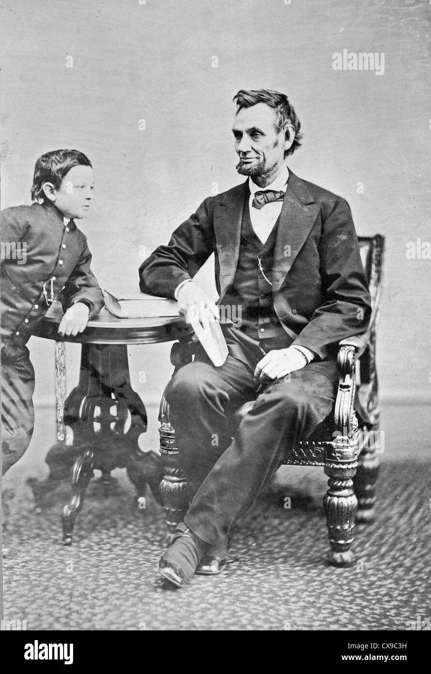 Abraham Lincoln, der 16. Präsident der Vereinigten Staaten von Amerika mit seinem Sohn Thomas Stockfoto