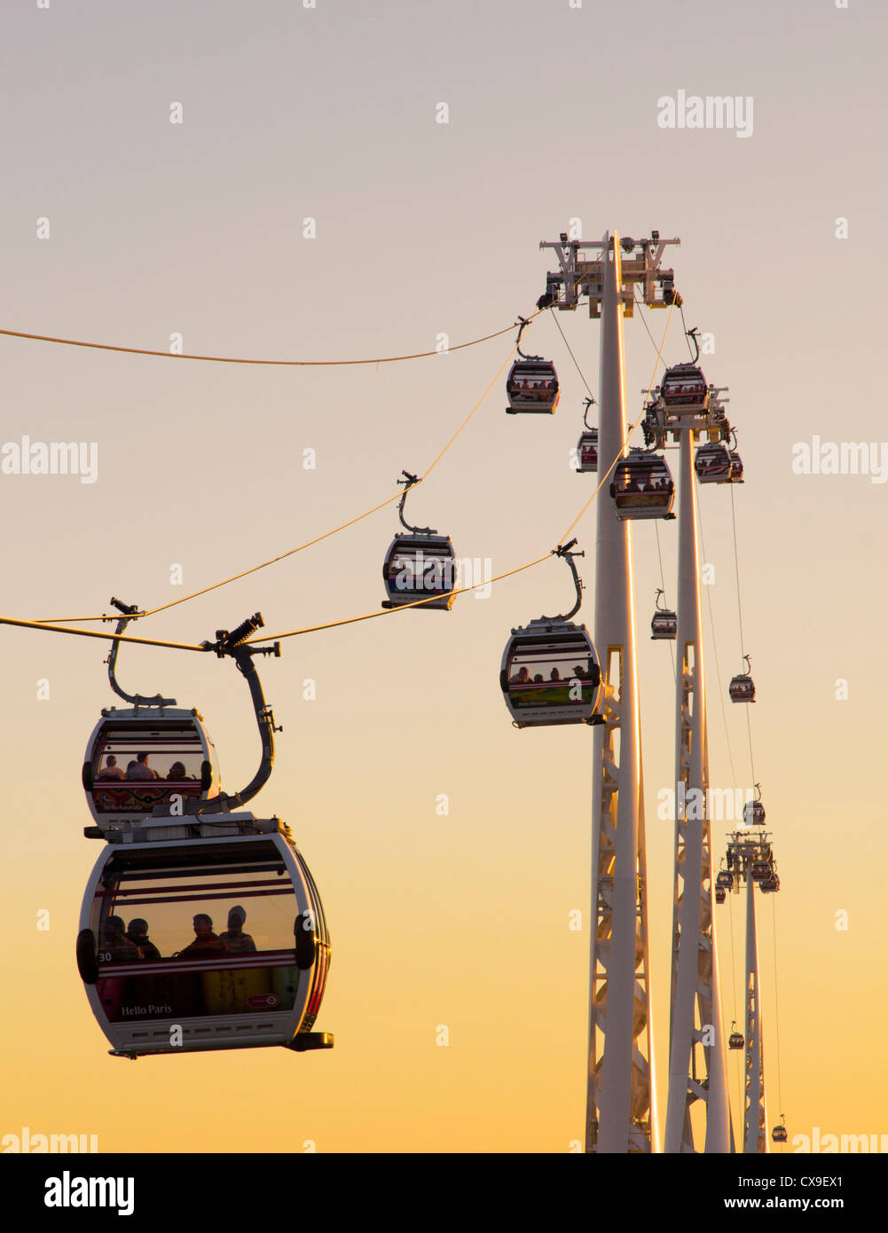 Emirates Air Line Seilbahn - London Stockfoto