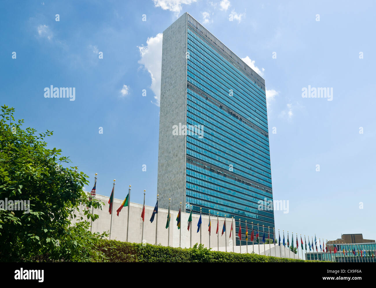 Das Sekretariat Gebäude, United Nations Hauptquartier, den Vereinten Nationen, New York City. Stockfoto