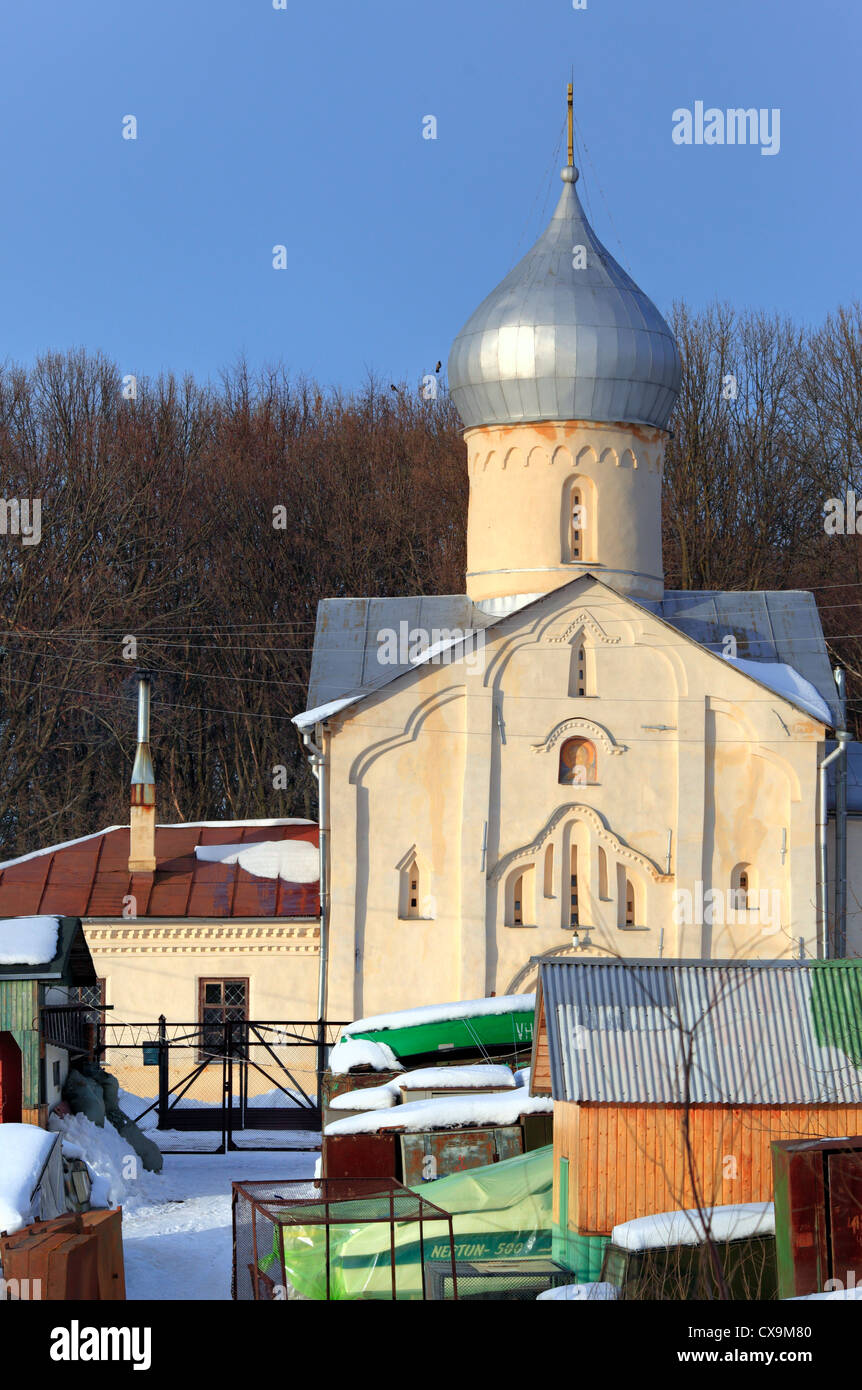 Kirche des Hl. Johannes der Theologe am Vitka Fluss (1536), Weliki Nowgorod, Nowgorod, Russland Stockfoto