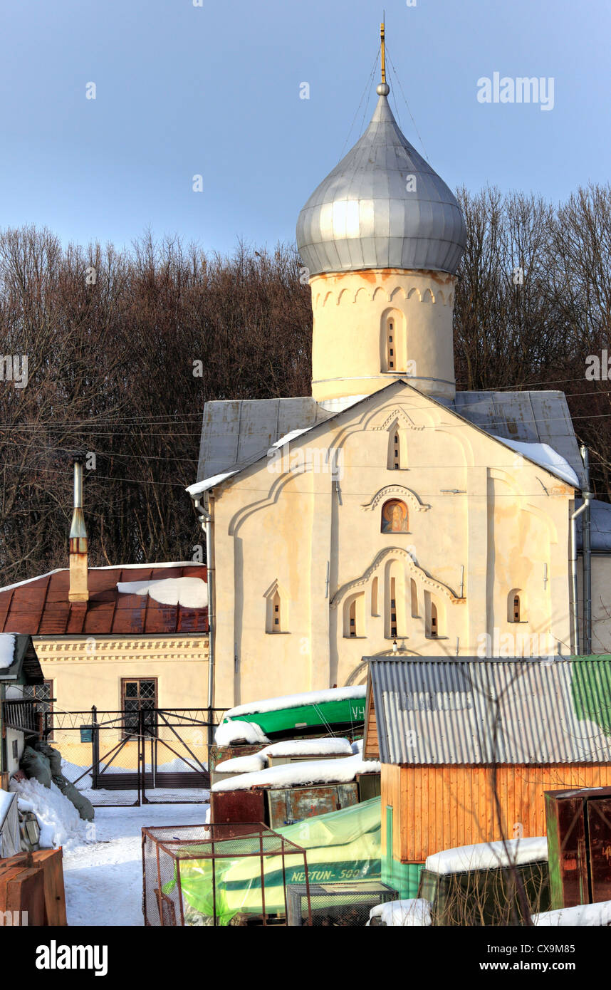 Kirche des Hl. Johannes der Theologe am Vitka Fluss (1536), Weliki Nowgorod, Nowgorod, Russland Stockfoto