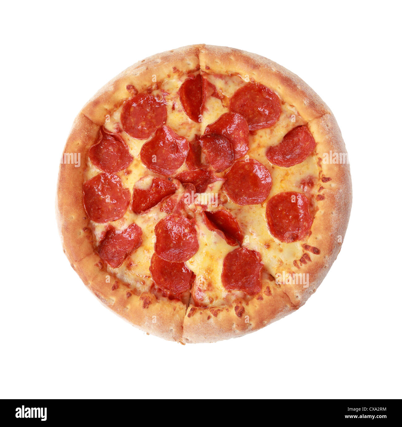 Pizza isoliert auf weißem Hintergrund anzeigen Stockfoto