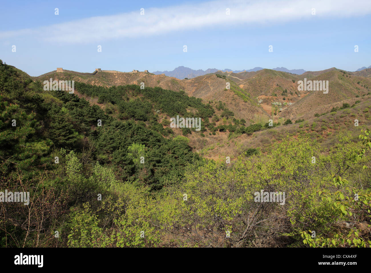 Ansicht des Bereichs goldene Berge in der Nähe von Jinshanling Dorf, Provence, Peking, Asien. Stockfoto