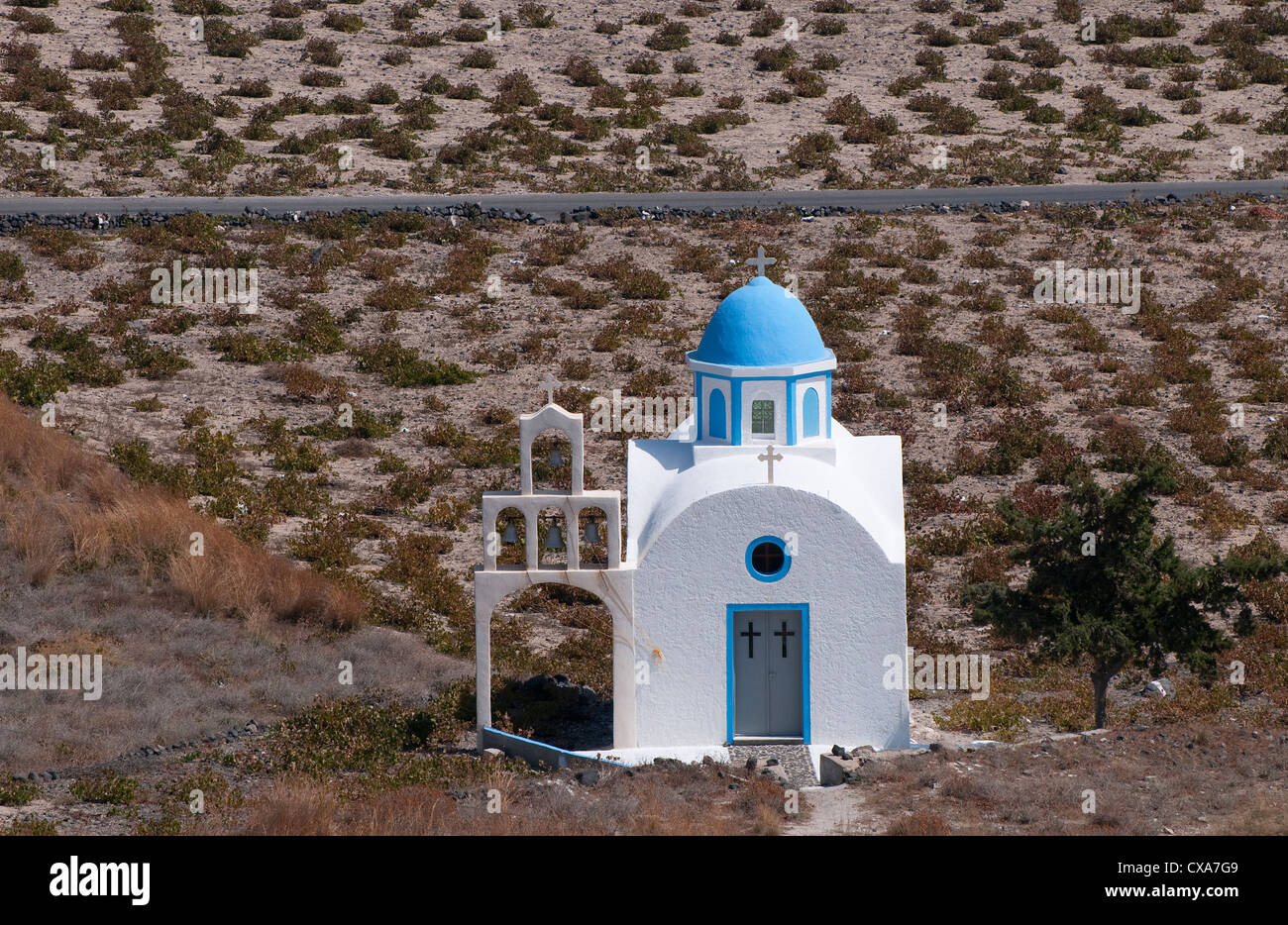 orthodoxe Kapelle, Akrotiri, Santorin, Griechenland Stockfoto