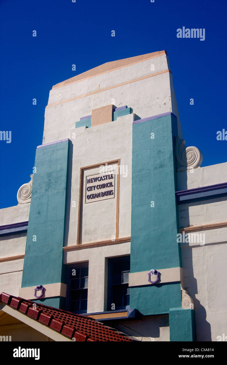 Art-Deco-Front der Ozean Bäder bauen Newcastle New South Wales Australien Stockfoto