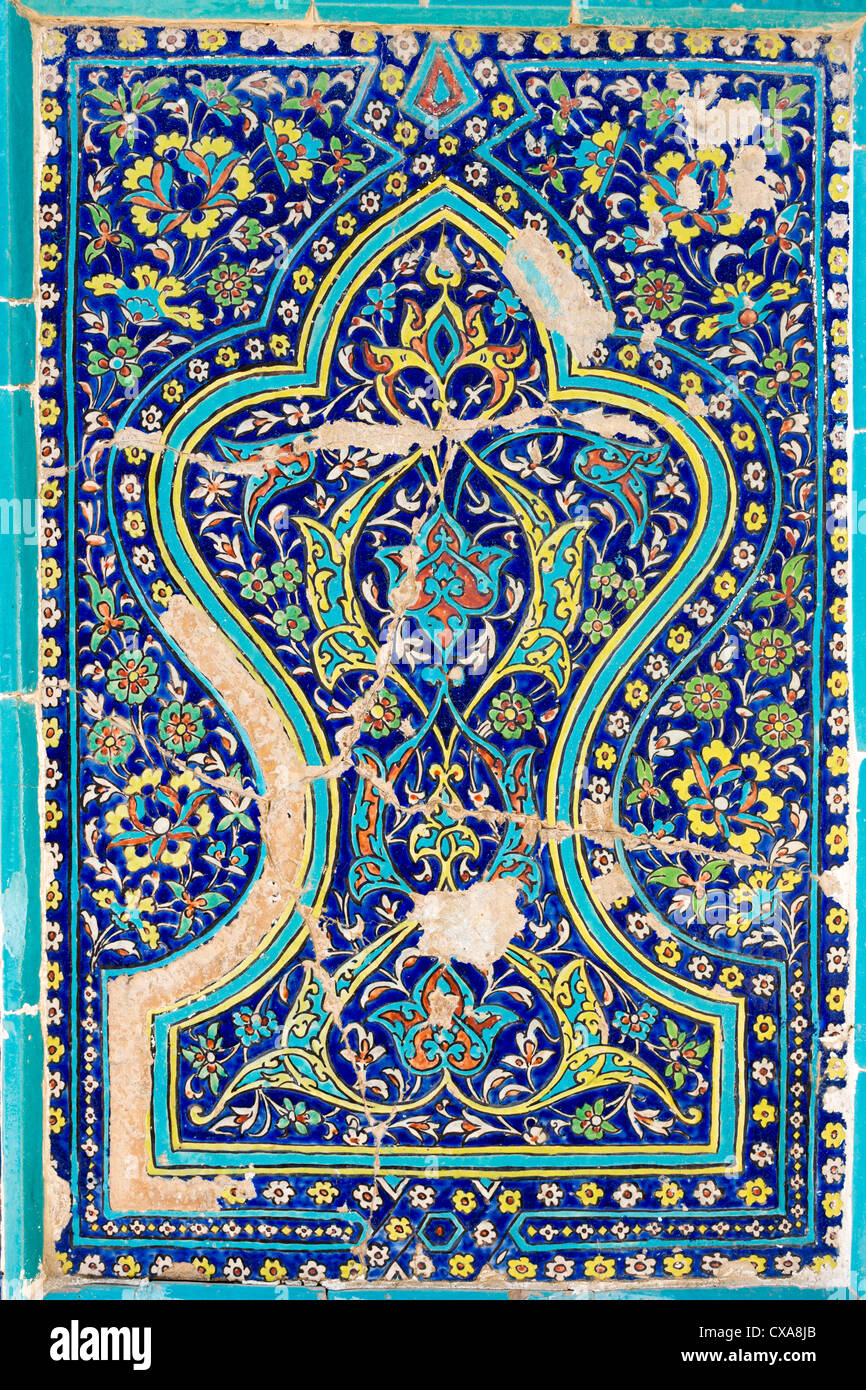 Detail der Fliese, anonyme Mausoleum, Shah-i Zinda Nekropole, Samarkand, Usbekistan Stockfoto