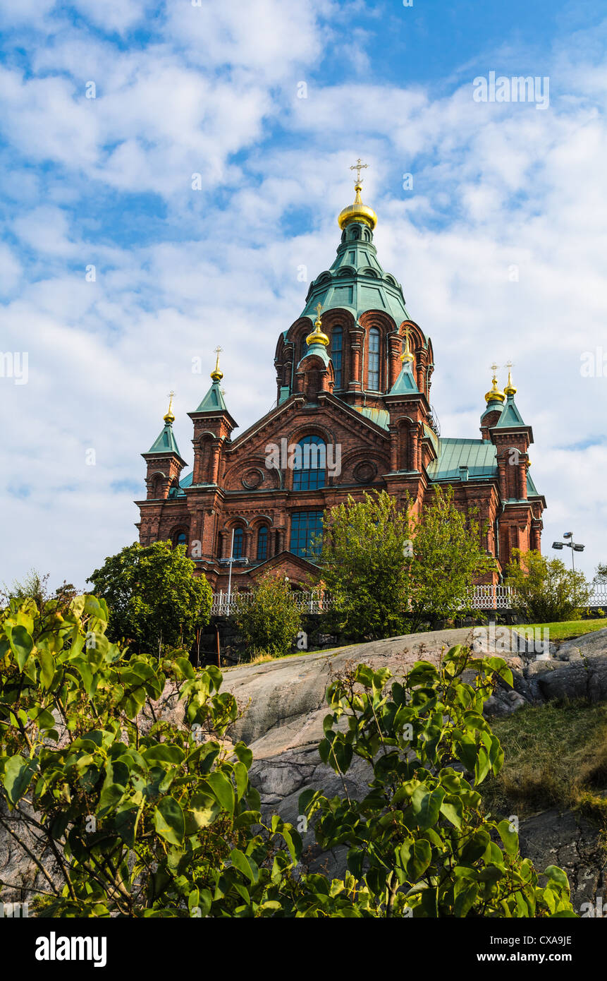 Die orthodoxe Uspenski-Kathedrale in Helsinki, Finnland an einem sonnigen Tag Stockfoto