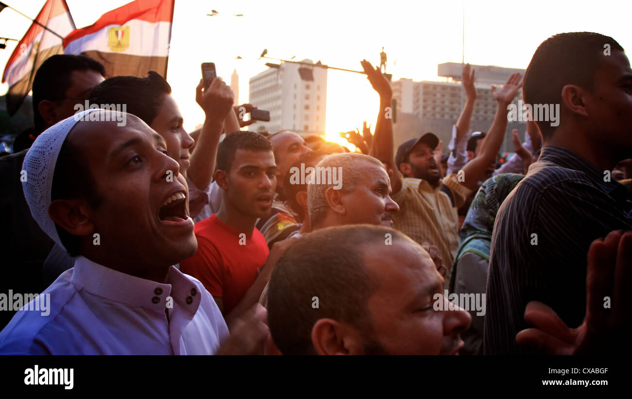 Protest in Tahrir-Platz, Cairo, Monate nach dem Sturz von Hosni Mubarak weiter. Stockfoto