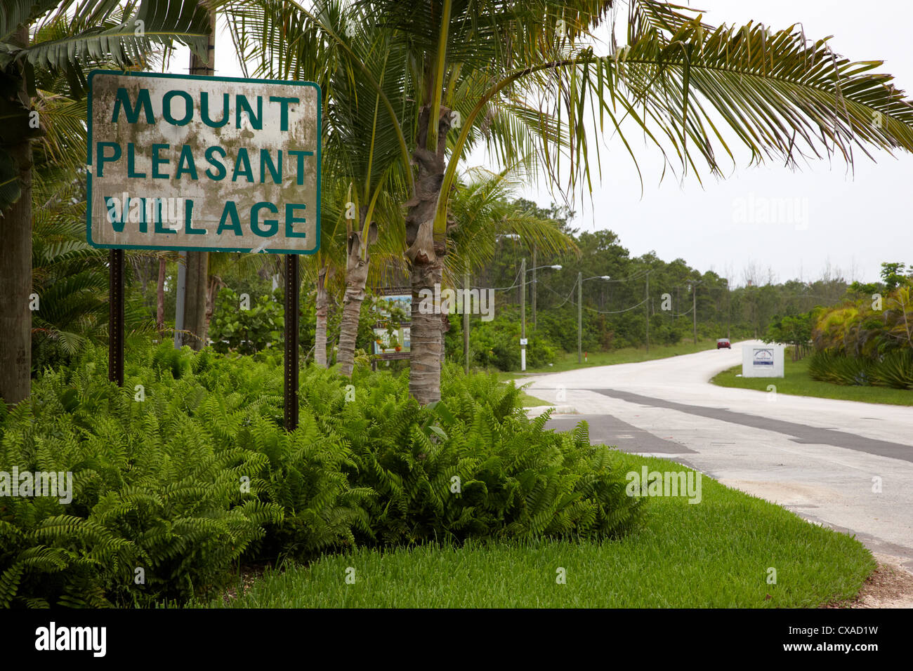 Montieren Sie angenehme Ortsschild, New Providence Island, die Bahamas, Karibik Stockfoto