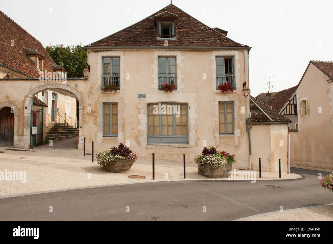 Traditionelles Gebäude Auxerre Frankreich. Stockfoto