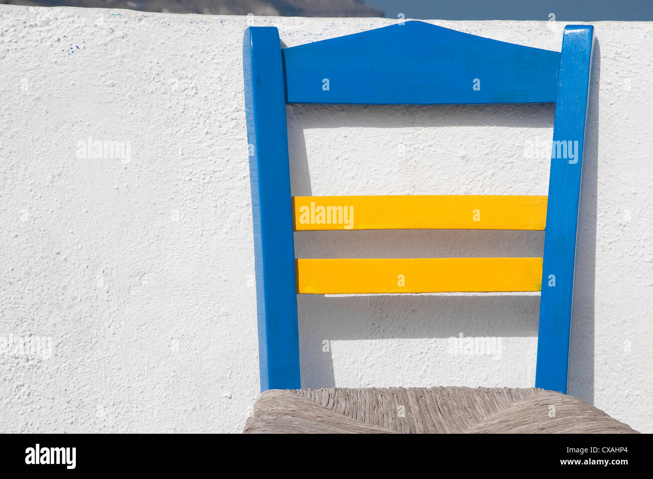 lackierten Stuhl, Santorini, Griechenland Stockfoto