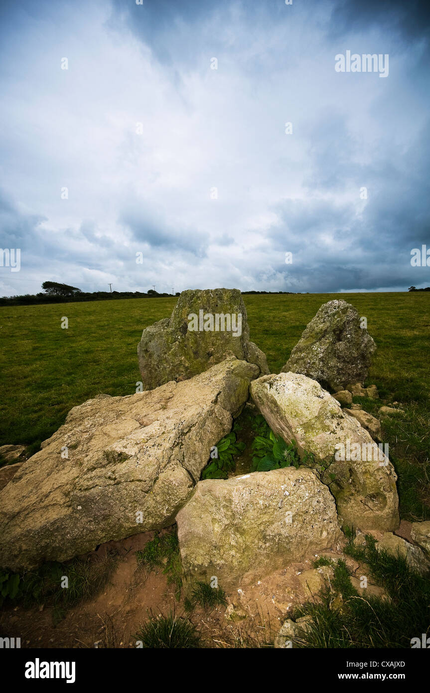 Die Grey Mare und ihre Colts neolithischen gekammert lange Barrow bleibt in der Nähe von Abbotsbury, Dorset, Großbritannien Stockfoto