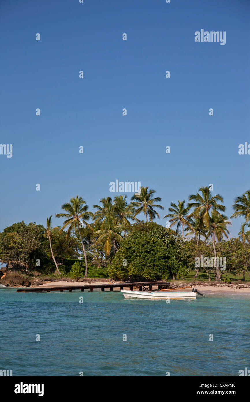 Strand, Cayo Levantado, Bucht von Samana, Dominikanische Republik, große Antillen, West Indies, Karibik, Mittelamerika Stockfoto