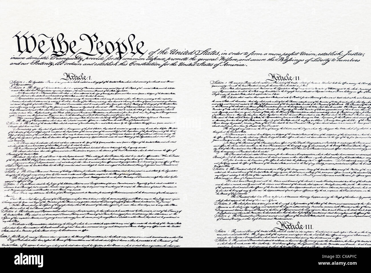 Verfassung der Vereinigten Staaten, Seite 1 Stockfoto