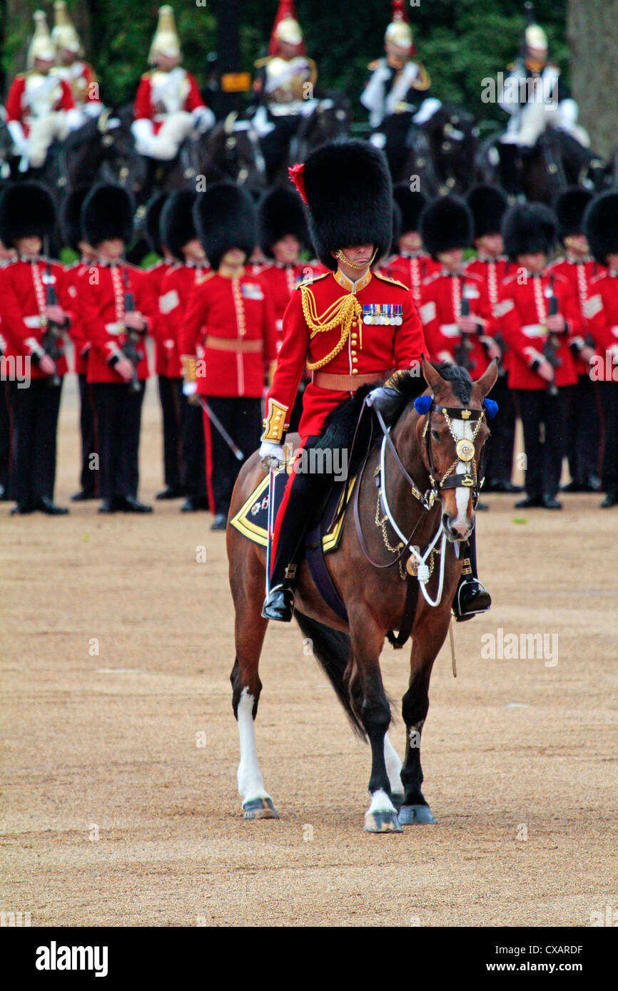Soldaten beim Trooping die Farbe 2012, die Queen Geburtstag Parade, Horse Guards, Whitehall, London, England, Vereinigtes Königreich Stockfoto