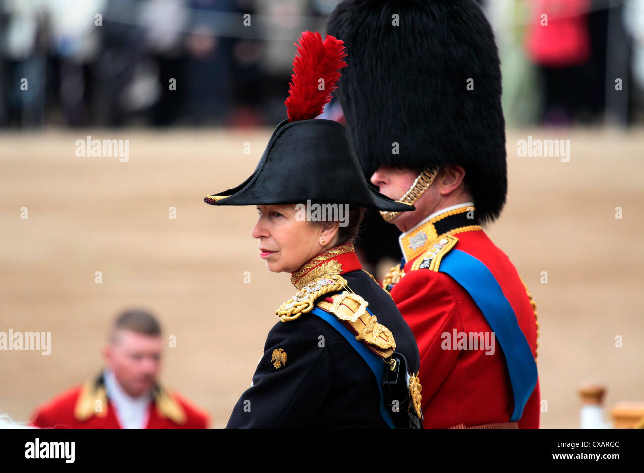 Die Princess Royal, Trooping die Farbe 2012, die Quuen Birthday Parade, Whitehall, Horse Guards, London, England Stockfoto