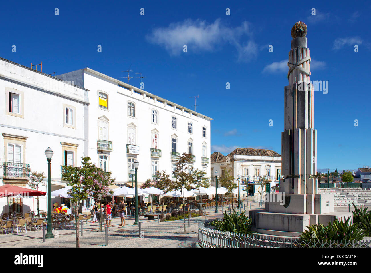 Platz der Republik, Tavira, Algarve, Portugal, Europa Stockfoto